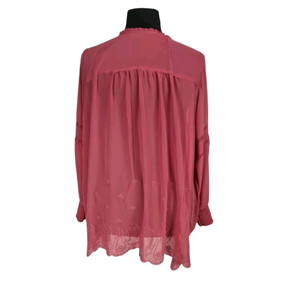 TORRID Women Mauve Laser Cut Floral Sheer Blouse Plus Size 6X Balloon SLV 247P - Picture 3 of 7